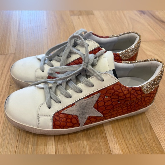 Golden Goose HTF!! Superstar Women’s Glitter Croc Lace Up Sneakers Size 40 EUC - Picture 1 of 16